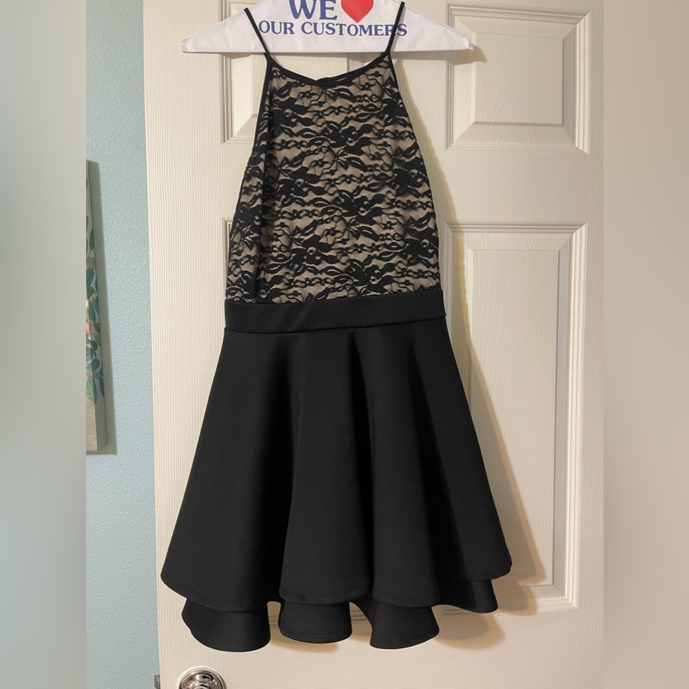 Emerald Sundae Black Laced Homecoming Dress